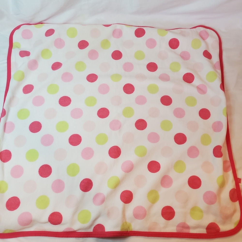 Carters Receiving‎ Security Baby Blanket Pink Green Polka Dot